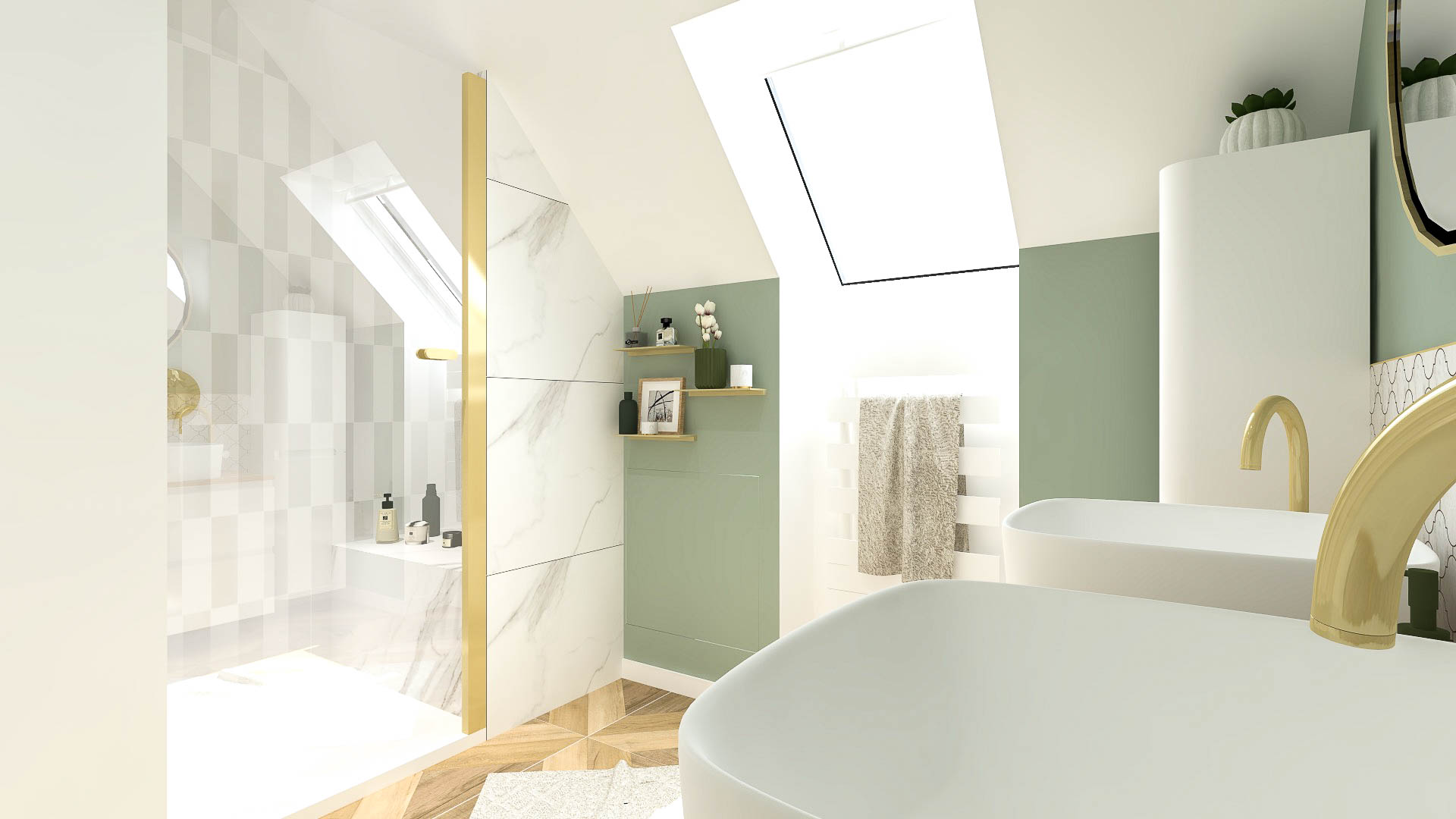 Salle de bains fonctionnelle et décoré avec goût